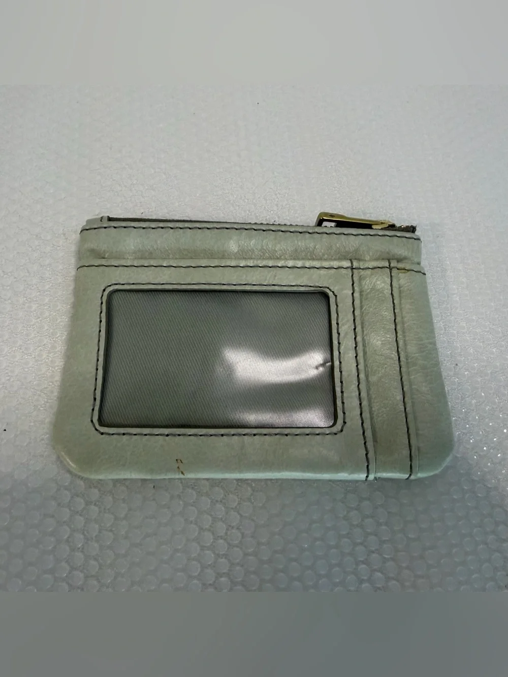Fossil Sage Green Zip Wallet with Gold Accent
